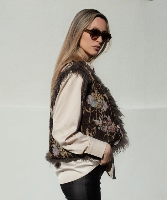 Chaleco Gillet Italiano Bordado Floral