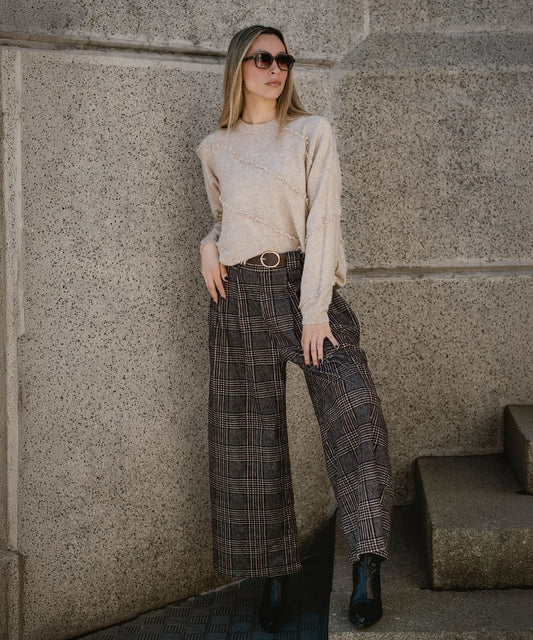 Pantalón Italiano Wide Leg Cuadrillé