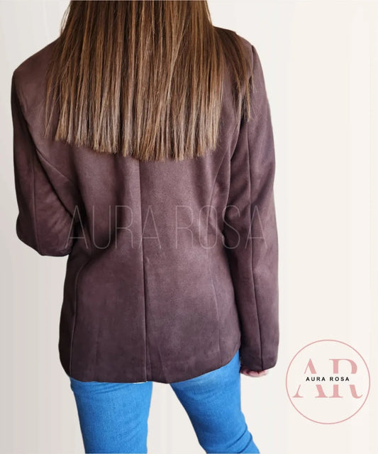 Blazer Tipo Gamuza Chocolate