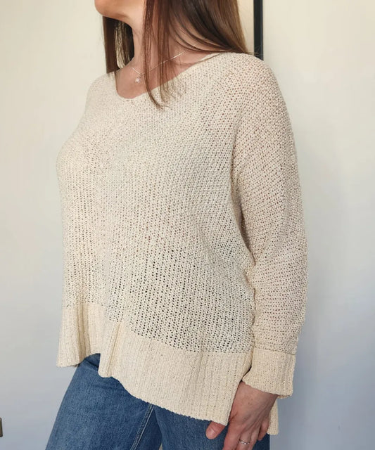 Sweater ancho de hilo cuello V