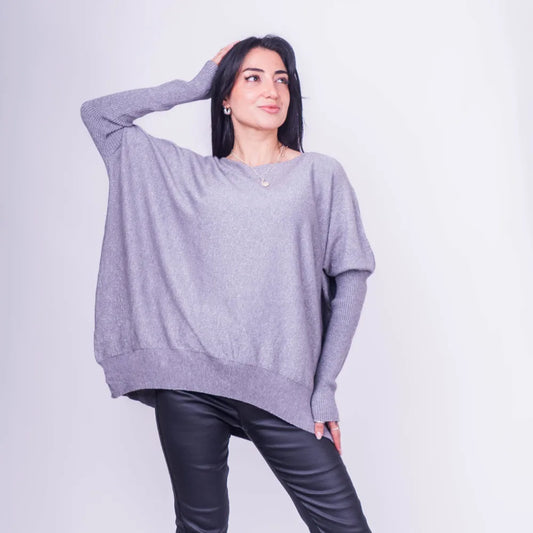 Sweater Italiano Oversize Gris Lurex