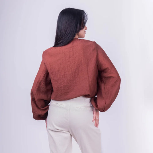 Blusa Italiana Terracota con Vuelos