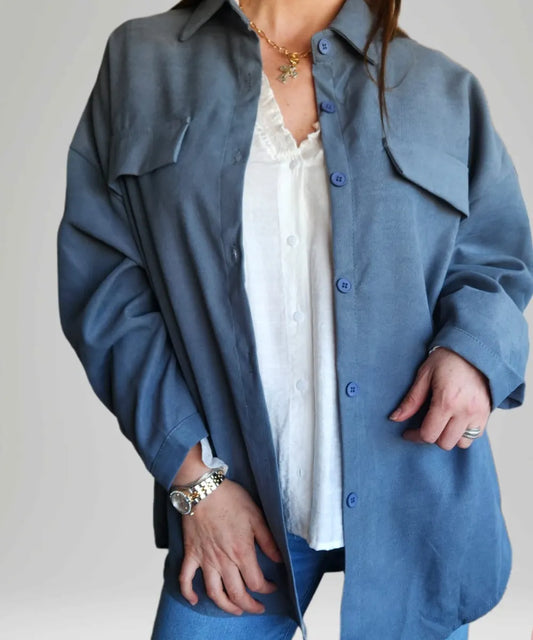 Blusón Camisero Azul Piedra