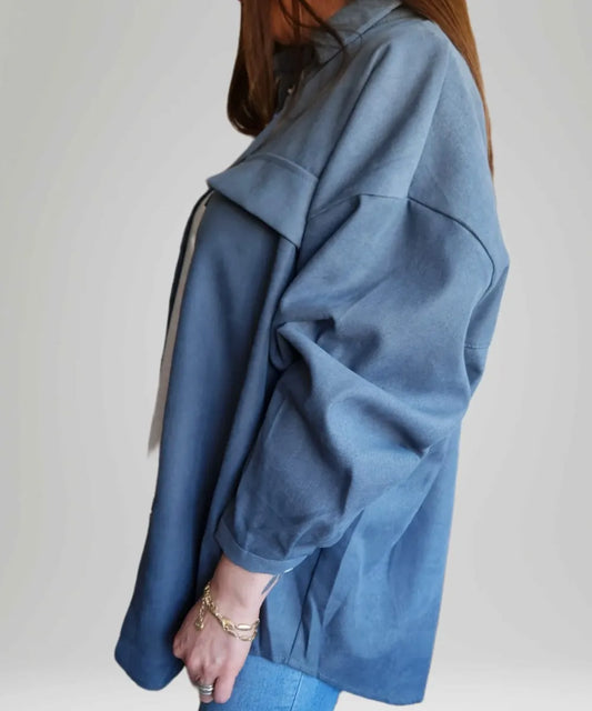 Blusón Camisero Azul Piedra