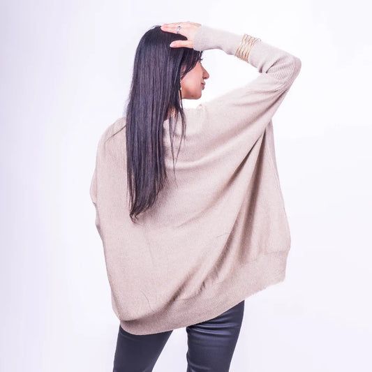 Sweater Italiano Oversize Beige Lurex