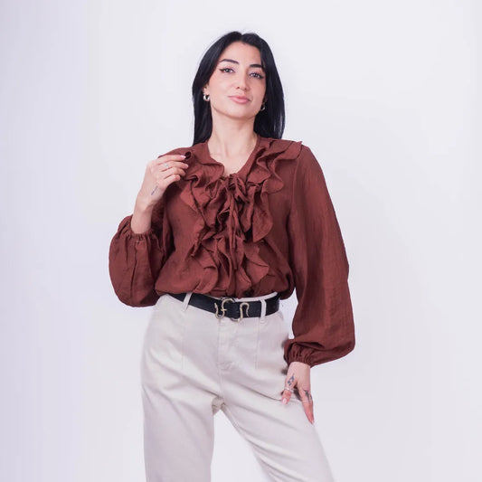 Blusa Italiana Terracota con Vuelos
