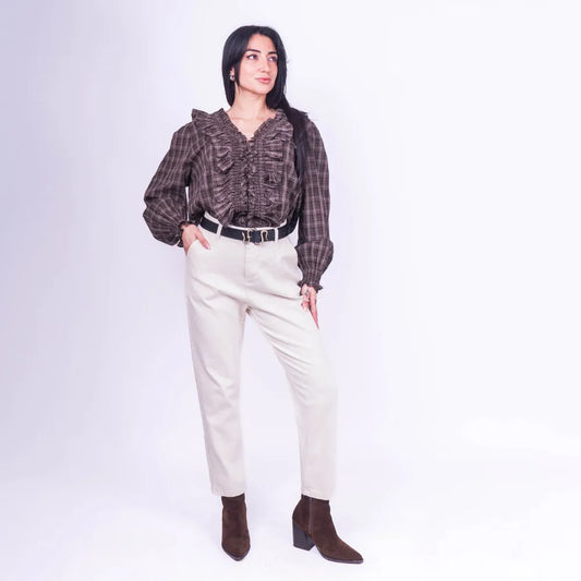 Pantalón Jogger Italiano de Algodón Color Crema