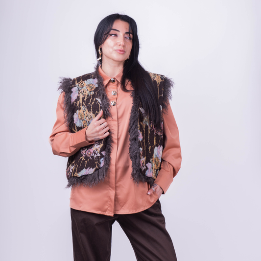 Chaleco Gillet Italiano Bordado Floral