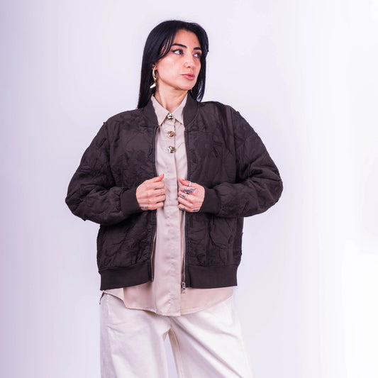 Chaqueta Bomber Italiana Café Moro Bordada