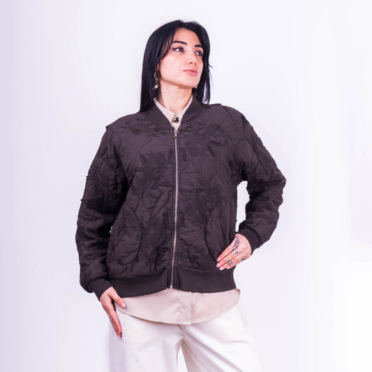 Chaqueta Bomber Italiana Café Moro Bordada
