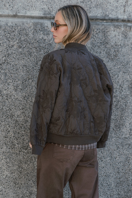 Chaqueta Bomber Italiana Café Moro Bordada