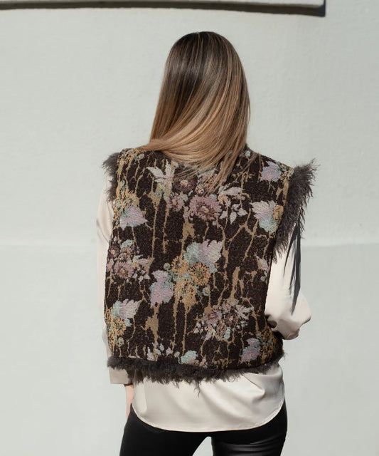 Chaleco Gillet Italiano Bordado Floral