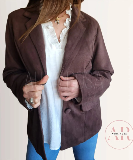 Blazer Tipo Gamuza Chocolate