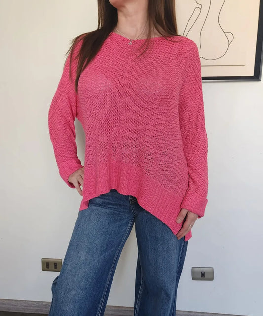 Sweater ancho de hilo cuello V