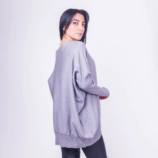 Sweater Italiano Oversize Gris Lurex
