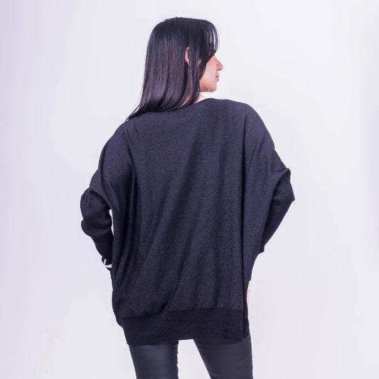 Sweater Italiano Oversize Negro Lurex