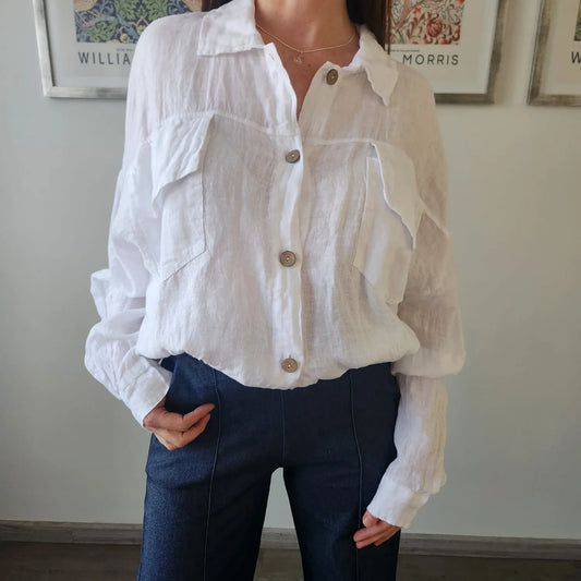 Chaqueta bomber de lino para mujer