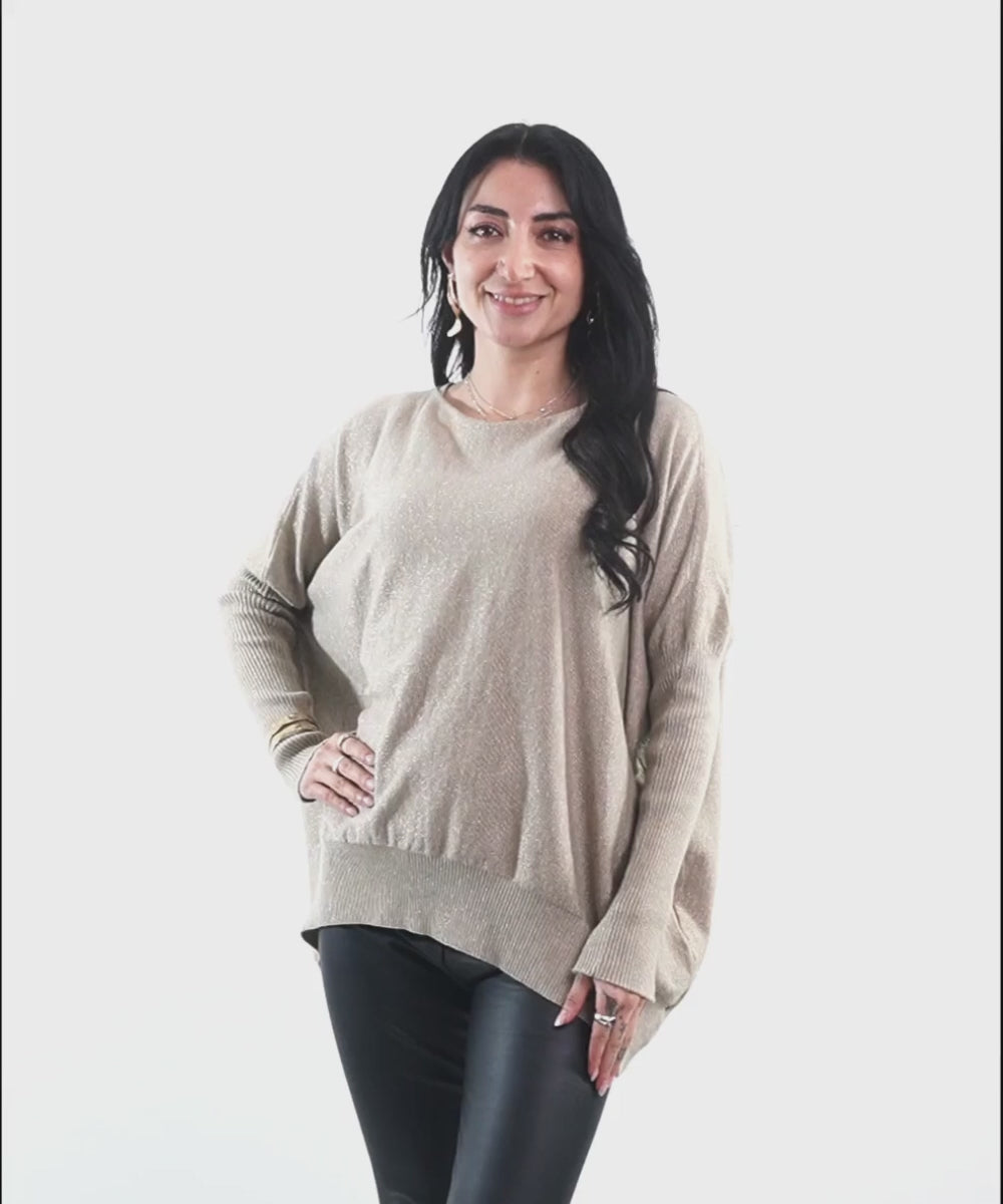Sweater Italiano Oversize Beige Lurex