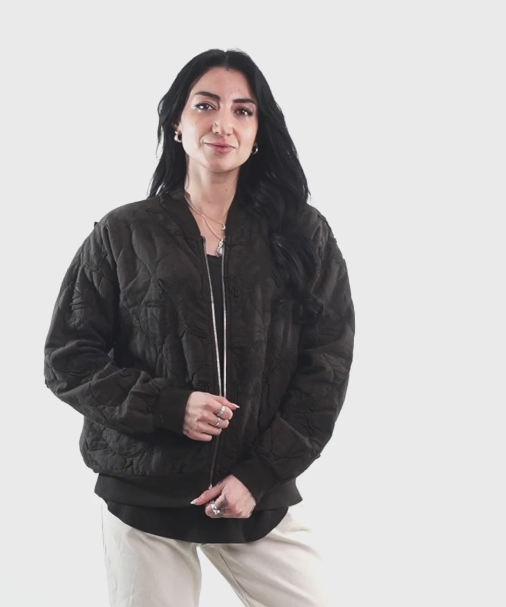 Chaqueta Bomber Italiana Café Moro Bordada