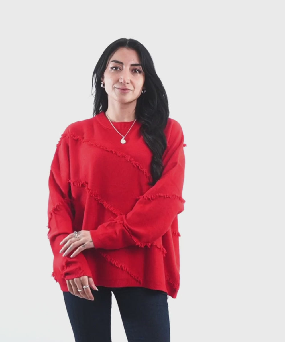 Sweater Italiano Rojo con Flecos