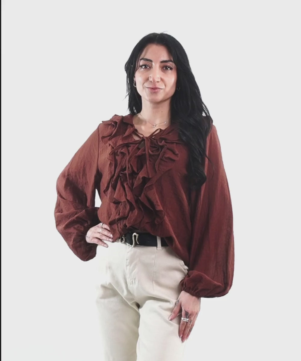 Blusa Italiana Terracota con Vuelos