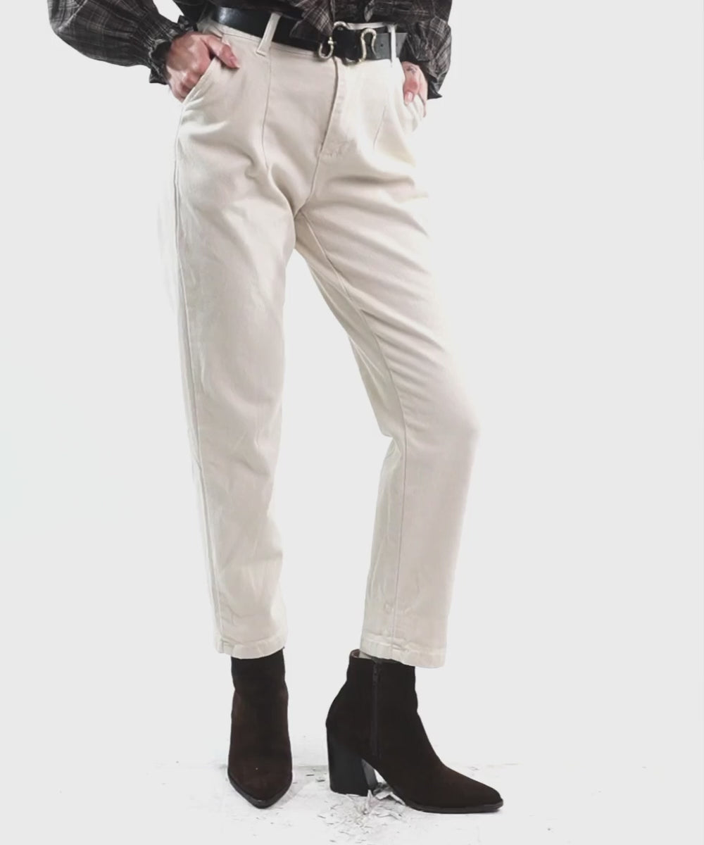 Pantalón Jogger Italiano de Algodón Color Crema