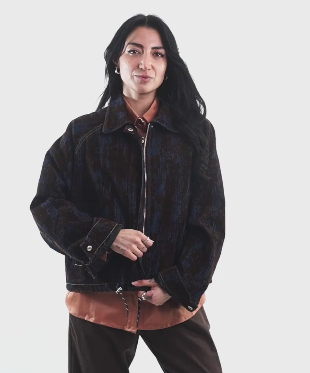 Chaqueta Italiana Estampada Café y Azul