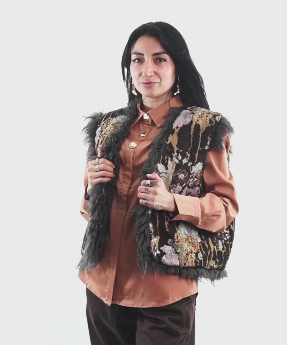 Chaleco Gillet Italiano Bordado Floral