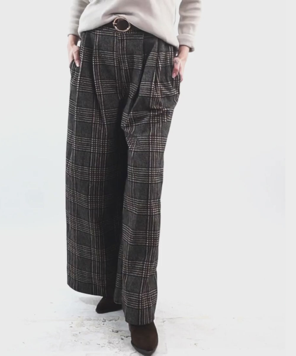 Pantalón Italiano Wide Leg Cuadrillé
