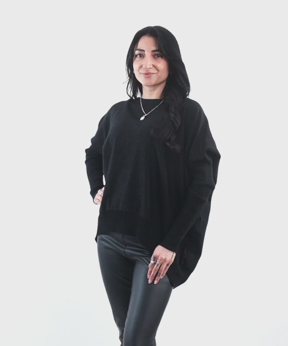 Sweater Italiano Oversize Negro Lurex