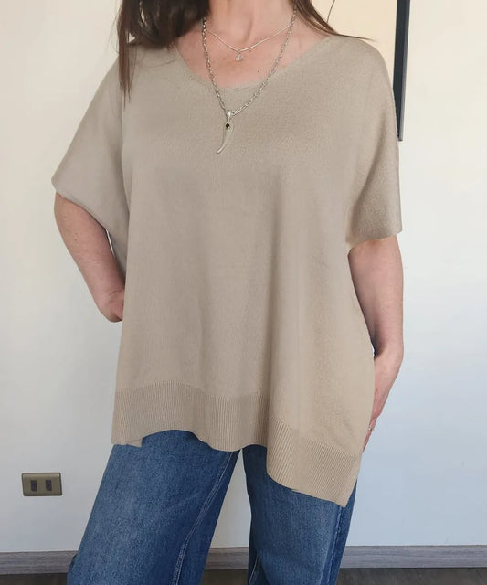 Sweater Poncho Oversize Manga Corta