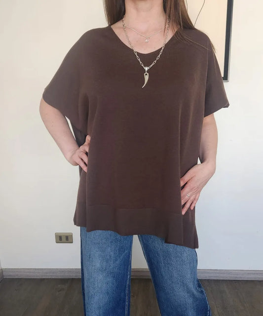 Sweater Poncho Oversize Manga Corta